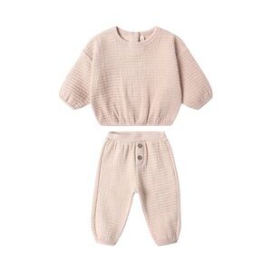 Quincy Mae textured sweat set sweatshirt & joggers blush / pink baby girl set